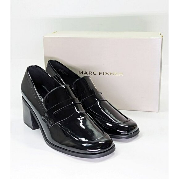 Marc Fisher Women's Kchris Black Patent Heeled Loafers Size 11 (MSRP $110) - Picture 2 of 12